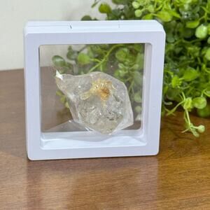 Clear Smoky Quartz Crystal Flame Natural Stone in Display Case